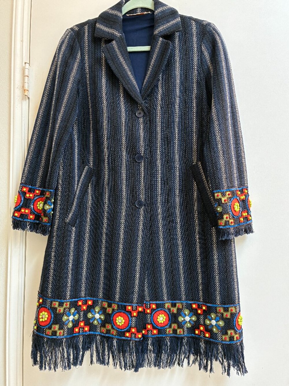 Tory Burch "Luna" Embellished Topper Coat - LIke new, Size 4